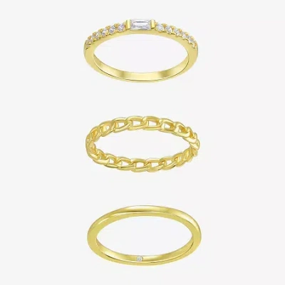 Fine Jewelry Silver Addiction Womens White Cubic Zirconia 14k Gold Over Silver Ring Set In Yellow