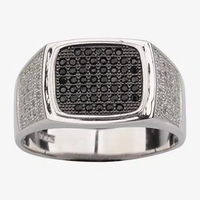 Fine Jewelry Mens Black Spinel Sterling Silver Square Fashion Ring In Transparent