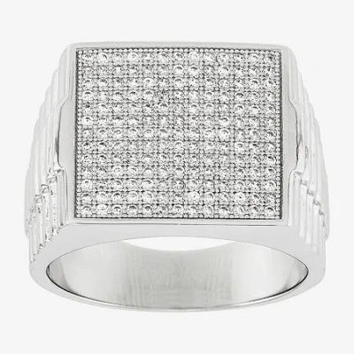 Fine Jewelry Mens Cubic Zirconia Sterling Silver Square Fashion Ring