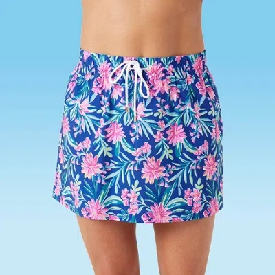 Stella Parker Womens Crochet Skirt Swimsuit Cover-up In Blue