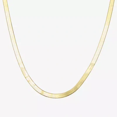 Fine Jewelry Made In Italy Womens 14k Gold Over Silver 18 Inch Herringbone Chain Necklace In Transparent