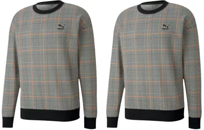 Puma Rechack Pack Crew Sweatshirt 'grey Black White Orange' In Multi