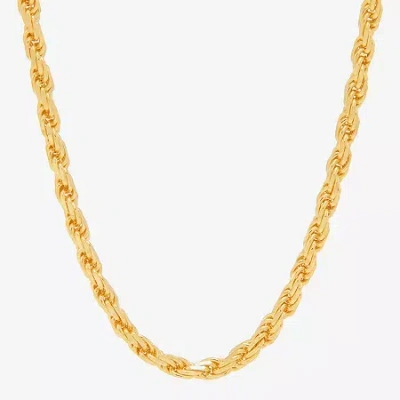 Fine Jewelry Made In Italy Womens 24k Gold Over Silver 24 Inch Rope Chain Necklace In Yellow