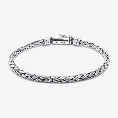 Fine Jewelry Bali Inspired Womens Sterling Silver Semisolid Byzantine Chain Bracelet In Transparent