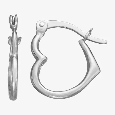 Fine Jewelry Girls Sterling Silver 15mm Heart Hoop Earrings In Transparent