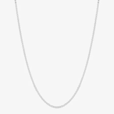 Fine Jewelry Made In Italy Womens Sterling Silver 20 Inch Box Chain Necklace In White