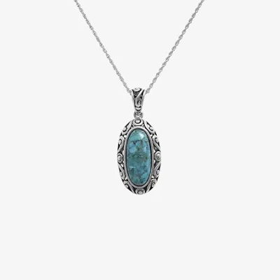 Fine Jewelry Womens Enhanced Blue Turquoise Sterling Silver 18 Inch Pendant Necklace In Transparent