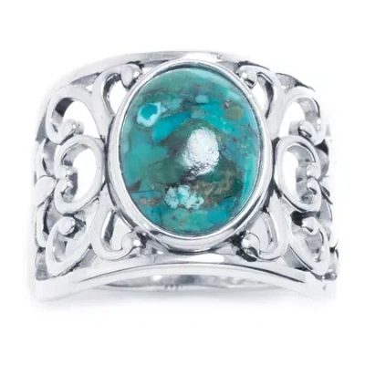 Fine Jewelry Womens 4.5mm Enhanced Blue Turquoise Sterling Silver Band In Blue