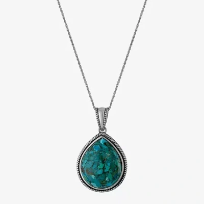 Fine Jewelry Womens Enhanced Blue Turquoise Sterling Silver 18 Inch Pendant Necklace In Blue