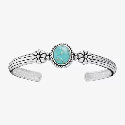 Fine Jewelry Womens Blue Turquoise Sterling Silver Cuff Bracelet In Transparent