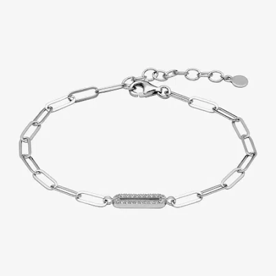 Fine Jewelry Paris 1901 By Charles Garnier Womens Sterling Silver Solid 6 3/4 Inch Link Bracelet In Transparent