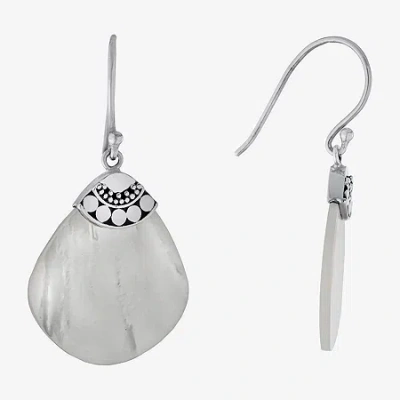 Fine Jewelry Bali Inspired Womens White Mother Of Pearl Sterling Silver Drop Earrings In Transparent