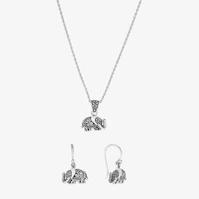Fine Jewelry Bali Inspired Sterling Silver Elephant 3-pc. Jewelry Set In Transparent