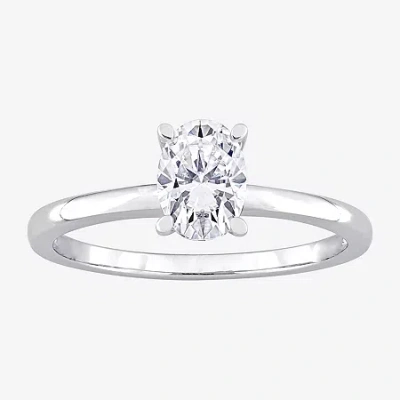 Fine Jewelry Womens Lab Created White Moissanite Sterling Silver Solitaire Engagement Ring In Transparent