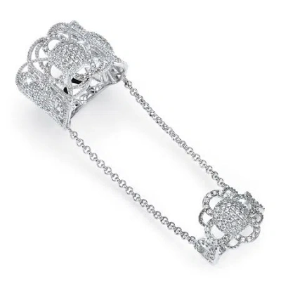 Fine Jewelry Diamonart Womens 1 3/4 Ct. T.w. White Cubic Zirconia Sterling Silver Round Cocktail Ring In Silver