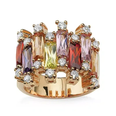 Fine Jewelry Womens Multi Color Cubic Zirconia 14k Gold Over Brass Cocktail Ring In Transparent