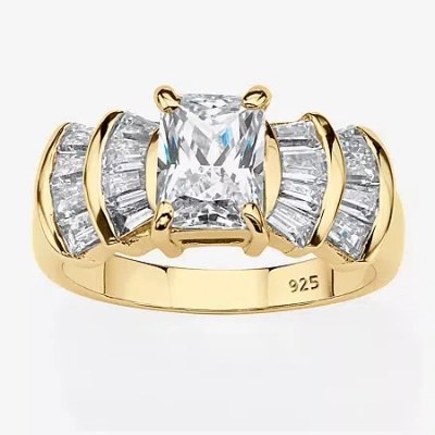 Fine Jewelry Diamonart Womens 3 Ct. T.w. Cubic Zirconia 18k Gold Over Silver Engagement Ring In Multi