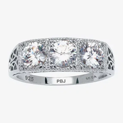 Fine Jewelry Diamonart Womens 4 1/2 Ct. T.w. Cubic Zirconia Platinum Over Silver Round Engagement Ring In Transparent