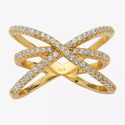 Fine Jewelry Womens 1/2 Ct. T.w. Cubic Zirconia 14k Gold Over Silver Round Cocktail Ring In Multi