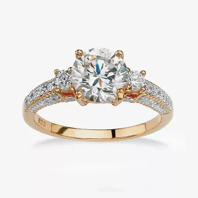 Fine Jewelry Diamonart Womens 2 1/3 Ct. T.w. White Cubic Zirconia 14k Gold Over Silver Round Engagement Ring In Multi