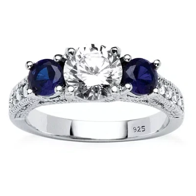 Fine Jewelry Diamonart Womens 1 5/8 Ct. T.w. White Cubic Zirconia Sterling Silver Round Engagement Ring In Silver