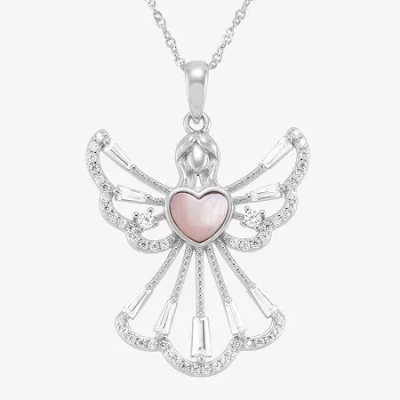 Fine Jewelry Diamonart Womens Pink Cubic Zirconia Sterling Silver Angel 18 Inch Pendant Necklace In Transparent
