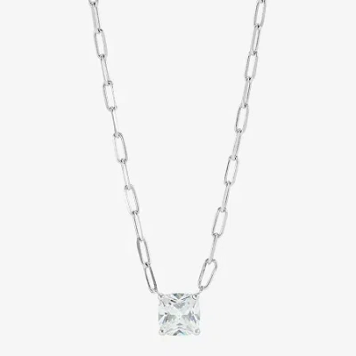 Fine Jewelry Diamonart Womens Lab Created White Cubic Zirconia Sterling Silver Cushion 18 Inch Pendant Necklace In White