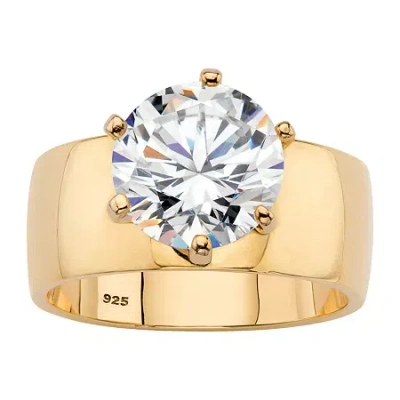 Fine Jewelry Diamonart Womens 4 Ct. T.w. White Cubic Zirconia 14k Gold Over Silver Round Engagement Ring In Multi