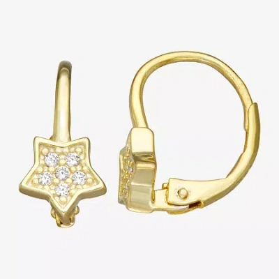 Fine Jewelry Girls 1/6 Ct. Cubic Zirconia 14k Gold Over Silver 15.5mm Hoop Earrings In Transparent