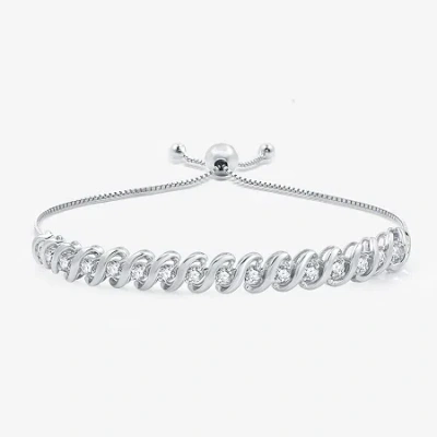 Fine Jewelry Womens 1 Ct. T.w. Lab Grown White Diamond Sterling Silver Bolo Bracelet In Silver