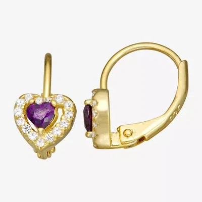 Fine Jewelry Girls 1/2 Ct. Purple Cubic Zirconia 14k Gold Over Silver 7mm Hoop Earrings In Transparent