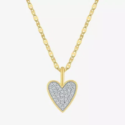 Fine Jewelry (g-h / I1-i2) Womens 1/7 Ct. T.w. Lab Grown White Diamond 14k Gold Over Silver Sterling Silver Heart In Transparent