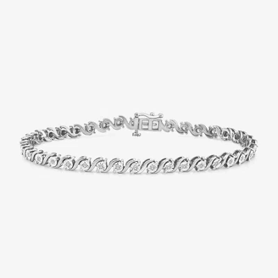 Fine Jewelry (i / I1) Womens 1/2 Ct. T.w. Lab Grown White Diamond Sterling Silver 8 Inch Tennis Bracelet In Transparent