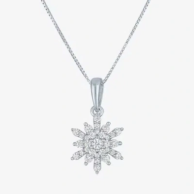 Fine Jewelry (g-h / I1-i2) Womens 1/4 Ct. T.w. Lab Grown White Diamond Sterling Silver 16 Inch Pendant Necklace In Transparent