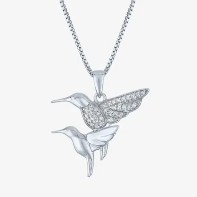 Fine Jewelry Hummingbird (gh / Si2 I1) Womens 1/10 Ct. T.w. Lab Grown White Diamond Sterling Silver 18 Inch Penda In Transparent