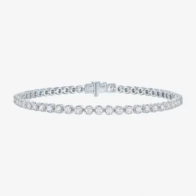 Fine Jewelry (g-h / Si2-i1) Womens 3 Ct. T.w. Lab Grown White Diamond 14k Gold Over Silver 7.25 Inch Tennis Brace In White