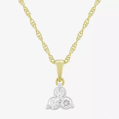Fine Jewelry (h-i / Si1) Womens 1/4 Ct. T.w. Lab Grown White Diamond 14k Gold Over Silver Round 18 Inch Pendant N In Yellow