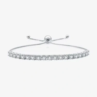 Fine Jewelry (g/ Si1-si2) Womens 1 Ct. T.w. Lab Grown Diamond Sterling Silver Bolo Bracelet In Transparent