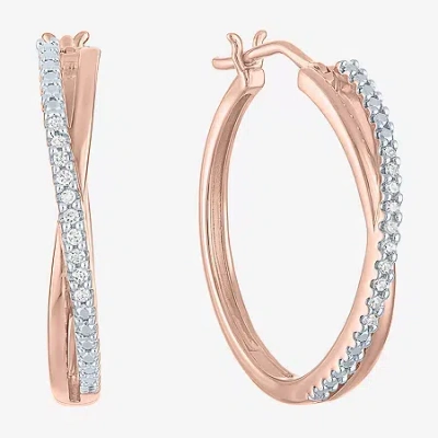 Fine Jewelry 1/10 Ct. T.w. Diamond X-hoop Earrings In Sterling Silver Or 14k Gold Over Silver