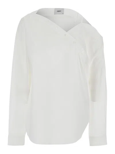 Coperni 'heart' White Shirt With Asymmetric Buttons And Chest Pocket In Cotton Woman In White