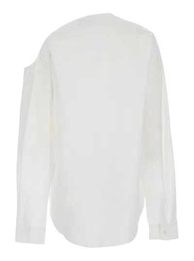 Coperni 'heart' White Shirt With Asymmetric Buttons And Chest Pocket In Cotton Woman In White