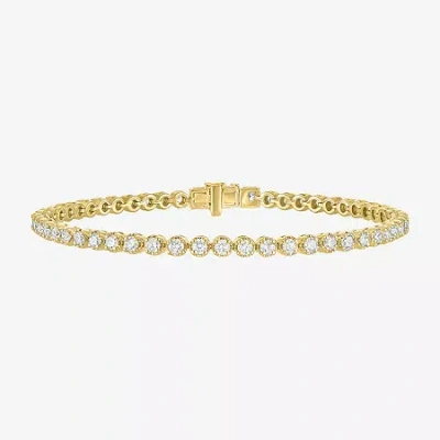 Fine Jewelry (g-h / Si2-i1) Womens 3 Ct. T.w. Lab Grown White Diamond 14k Gold Over Silver 7.25 Inch Tennis Brace In Yellow