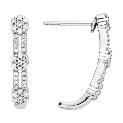 Fine Jewelry Diamond Blossom 1/2 Ct.t.w. Natural Diamond Hoop Earrings In Transparent