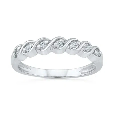 Fine Jewelry Womens 2mm 1/6 Ct. T.w. Natural White Diamond Sterling Silver Band In Transparent