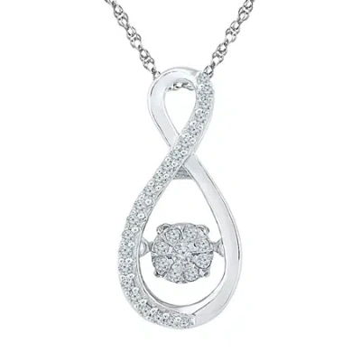 Fine Jewelry Womens 1/6 Ct. T.w. Natural White Diamond Sterling Silver 18 Inch Pendant Necklace In Transparent