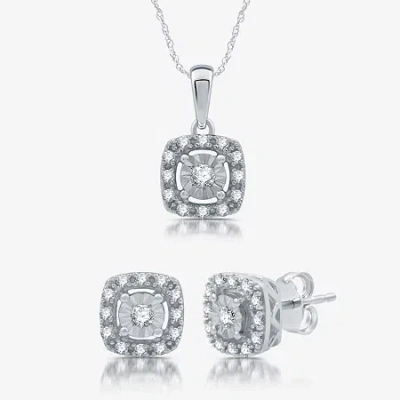 Fine Jewelry Womens 1/2 Ct. T.w. Lab Grown White Diamond Sterling Silver Cushion 2-pc. Jewelry Set In Transparent
