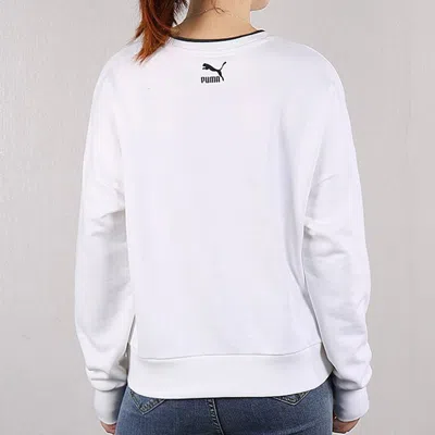 Puma (wmns)  Long Sleeve Sweater 'white Black' In Multi