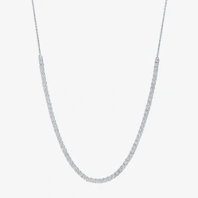 Fine Jewelry (g-h / Si2-i1) Womens Diamond Sterling Silver 18 Inch Tennis Necklace In Transparent