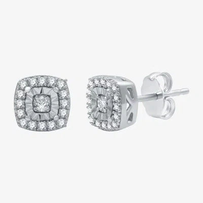 Fine Jewelry (h-i / I1) 1/4 Ct. T.w. Lab Grown White Diamond Sterling Silver 7.4mm Cushion Stud Earrings In Silver