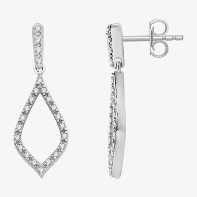 Fine Jewelry Womens 1/4 Ct. T.w. Lab Grown White Diamond Sterling Silver Drop Earrings In Transparent
